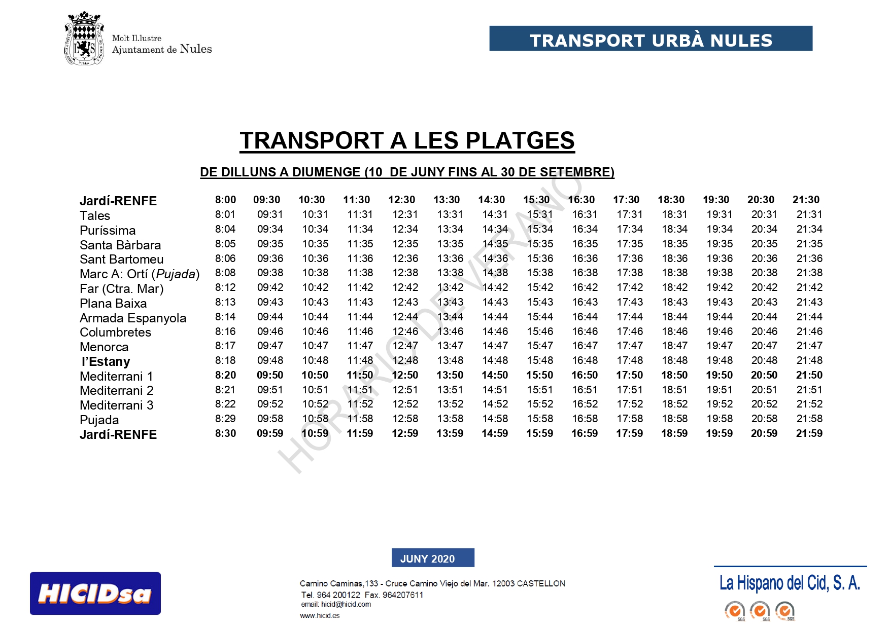 TRANSPORT-PLATGES